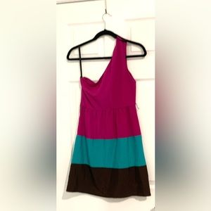 Lily Rose Color 3 block One Shoulder Dress